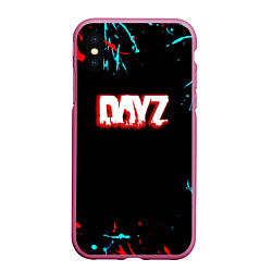 Чехол iPhone XS Max матовый DayZ краски, цвет: 3D-малиновый