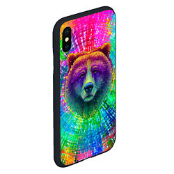 Чехол iPhone XS Max матовый Цветной медведь, цвет: 3D-черный — фото 2