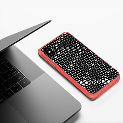 Чехол iPhone XS Max матовый Геометрические фигуры белые, цвет: 3D-красный — фото 2