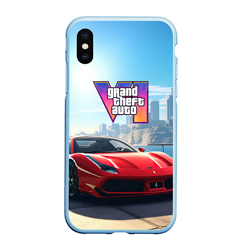 Чехол iPhone XS Max матовый GTA 6 logo auto / 3D-Голубой – фото 1