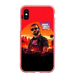 Чехол iPhone XS Max матовый GTA 6 logo персонаж, цвет: 3D-баблгам