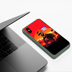 Чехол iPhone XS Max матовый GTA 6 logo персонаж, цвет: 3D-темно-зеленый — фото 2