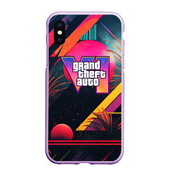 Чехол iPhone XS Max матовый GTA 6 logo абстракция яркая