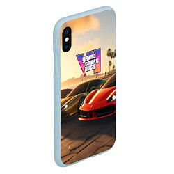 Чехол iPhone XS Max матовый ГТА6 автопарк, цвет: 3D-голубой — фото 2