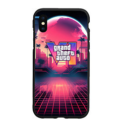 Чехол iPhone XS Max матовый GTA 6 logo retro night, цвет: 3D-черный