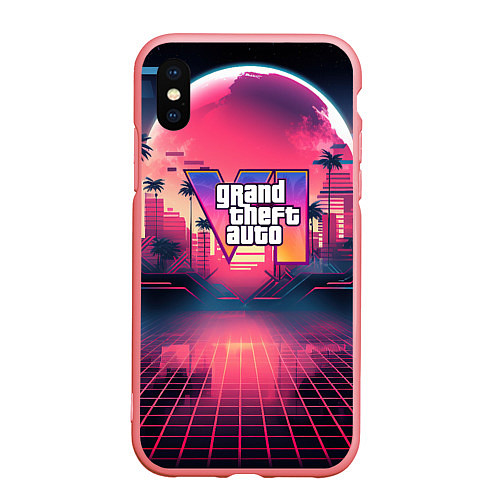 Чехол iPhone XS Max матовый GTA 6 logo retro night / 3D-Баблгам – фото 1