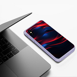 Чехол iPhone XS Max матовый Красно-синие полосы, цвет: 3D-светло-сиреневый — фото 2