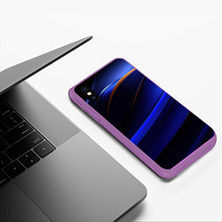 Чехол iPhone XS Max матовый Синее свечение на абстрактном фоне, цвет: 3D-фиолетовый — фото 2