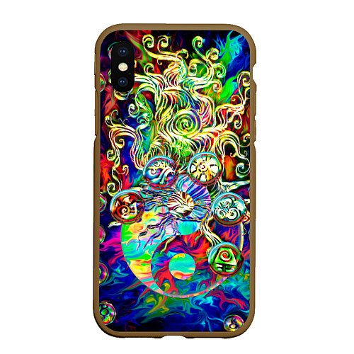 Чехол iPhone XS Max матовый Знаковые пузырьки / 3D-Коричневый – фото 1