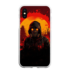 Чехол iPhone XS Max матовый Stalker 2 fire ghost, цвет: 3D-белый