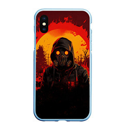 Чехол iPhone XS Max матовый Stalker 2 fire ghost, цвет: 3D-голубой