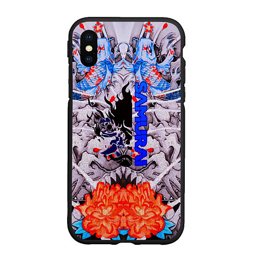 Чехол iPhone XS Max матовый Samurai cyberpunk карпы кои / 3D-Черный – фото 1