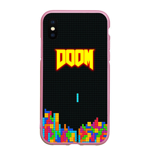 Чехол iPhone XS Max матовый Doom x tetrix коллабарация / 3D-Розовый – фото 1