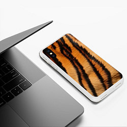 Чехол iPhone XS Max матовый Тигровая шкура, цвет: 3D-белый — фото 2