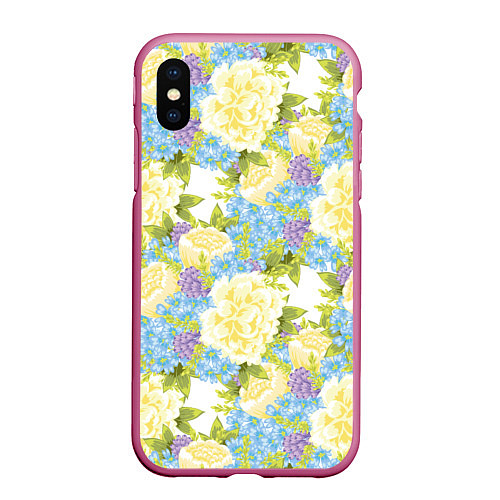 Чехол iPhone XS Max матовый Пышные цветы / 3D-Малиновый – фото 1