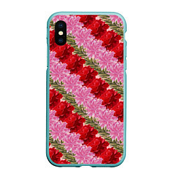 Чехол iPhone XS Max матовый Фон с лилиями и розами