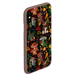 Чехол iPhone XS Max матовый Фон с лесными грибами, цвет: 3D-коричневый — фото 2