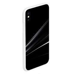 Чехол iPhone XS Max матовый Белые полосы на черной абстракции, цвет: 3D-белый — фото 2