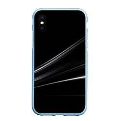 Чехол iPhone XS Max матовый Белые полосы на черной абстракции, цвет: 3D-голубой