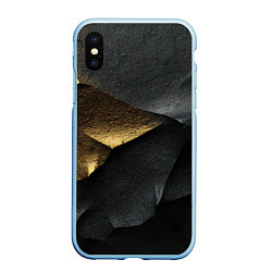Чехол iPhone XS Max матовый Черная текстура с золотистым напылением, цвет: 3D-голубой