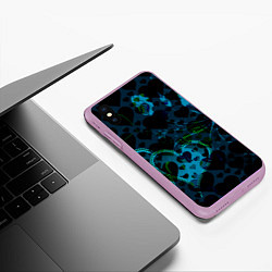 Чехол iPhone XS Max матовый Сердечки узоры, цвет: 3D-сиреневый — фото 2