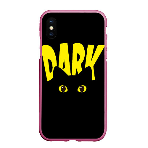 Чехол iPhone XS Max матовый Dark cat eyes - черный кот / 3D-Малиновый – фото 1