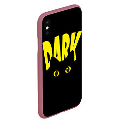 Чехол iPhone XS Max матовый Dark cat eyes - черный кот, цвет: 3D-малиновый — фото 2