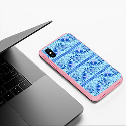 Чехол iPhone XS Max матовый Паттерн гжель узоры и цветы, цвет: 3D-баблгам — фото 2