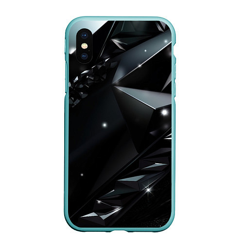 Чехол iPhone XS Max матовый Black luxury abstract / 3D-Мятный – фото 1