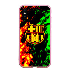 Чехол iPhone XS Max матовый Barcelona огненное лого