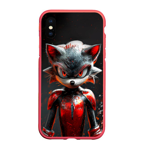 Чехол iPhone XS Max матовый Ёжик Shadow в броне / 3D-Красный – фото 1