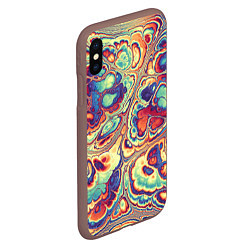 Чехол iPhone XS Max матовый Абстрактный разноцветный паттерн, цвет: 3D-коричневый — фото 2