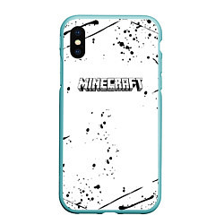 Чехол iPhone XS Max матовый Minecraft чёрная краска брызги, цвет: 3D-мятный