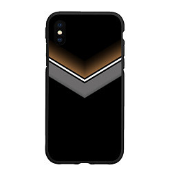Чехол iPhone XS Max матовый Абстракция графика серая и коричневая полоски на ч, цвет: 3D-черный