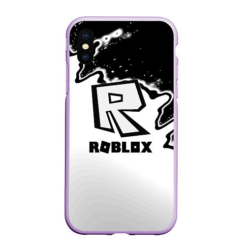 Чехол iPhone XS Max матовый Roblox краски белые / 3D-Сиреневый – фото 1