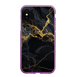 Чехол iPhone XS Max матовый Золотой путь на черном граните, цвет: 3D-фиолетовый
