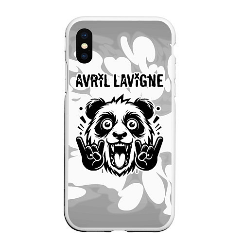 Чехол iPhone XS Max матовый Avril Lavigne рок панда на светлом фоне / 3D-Белый – фото 1