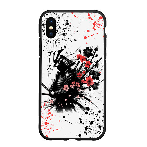 Чехол iPhone XS Max матовый Ghost of Tsushima - sakura samurai ghost / 3D-Черный – фото 1