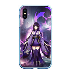 Чехол iPhone XS Max матовый Genshin Impact - character Raiden, цвет: 3D-голубой