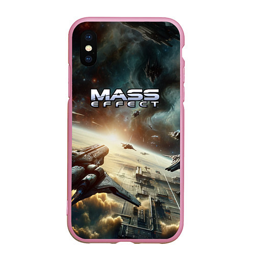 Чехол iPhone XS Max матовый Масс эффект - космос / 3D-Розовый – фото 1