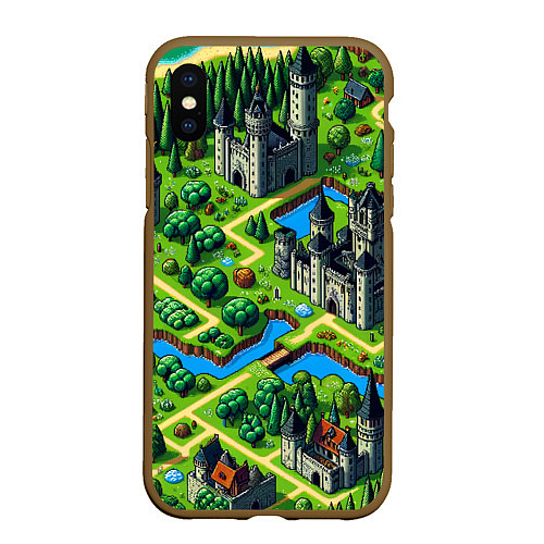 Чехол iPhone XS Max матовый Heroes of Might and Magic - pixel map / 3D-Коричневый – фото 1