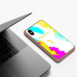 Чехол iPhone XS Max матовый Cyberpunk 2077 краски, цвет: 3D-коричневый — фото 2