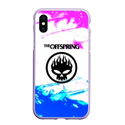 Чехол iPhone XS Max матовый The Offspring неоновая абстракция / 3D-Светло-сиреневый – фото 1