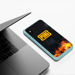 Чехол iPhone XS Max матовый Pubg fire abstraction, цвет: 3D-мятный — фото 2