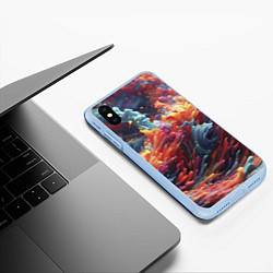 Чехол iPhone XS Max матовый Многоцветный дым, цвет: 3D-голубой — фото 2