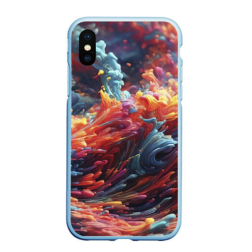 Чехол iPhone XS Max матовый Многоцветный дым / 3D-Голубой – фото 1