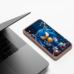 Чехол iPhone XS Max матовый Sonic - splash and logo, цвет: 3D-коричневый — фото 2