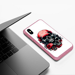 Чехол iPhone XS Max матовый Розы и шипы, цвет: 3D-малиновый — фото 2