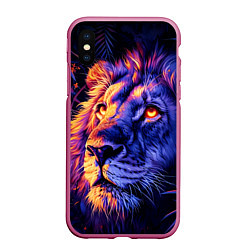 Чехол iPhone XS Max матовый Лев поп-арт, цвет: 3D-малиновый