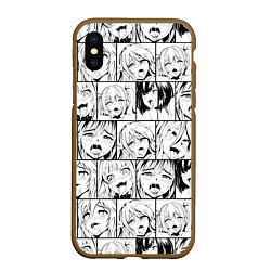 Чехол iPhone XS Max матовый Ahegao pattern, цвет: 3D-коричневый